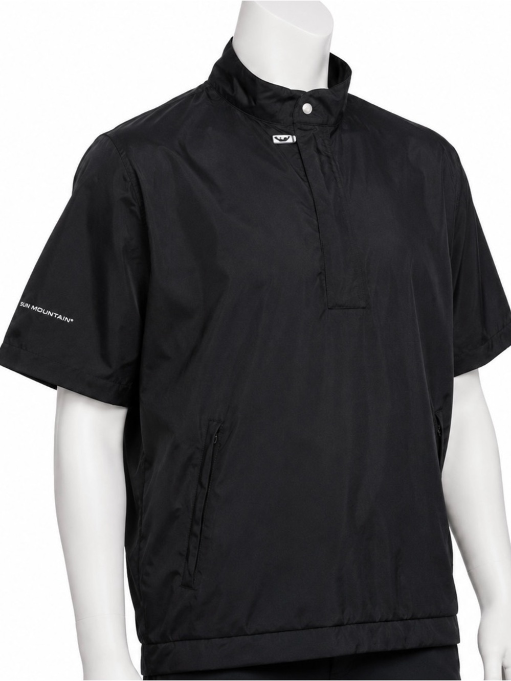 Men's Sun Mountain Monsoon Short Sleeve Golf Pullover Black XL Lined Rain Gear